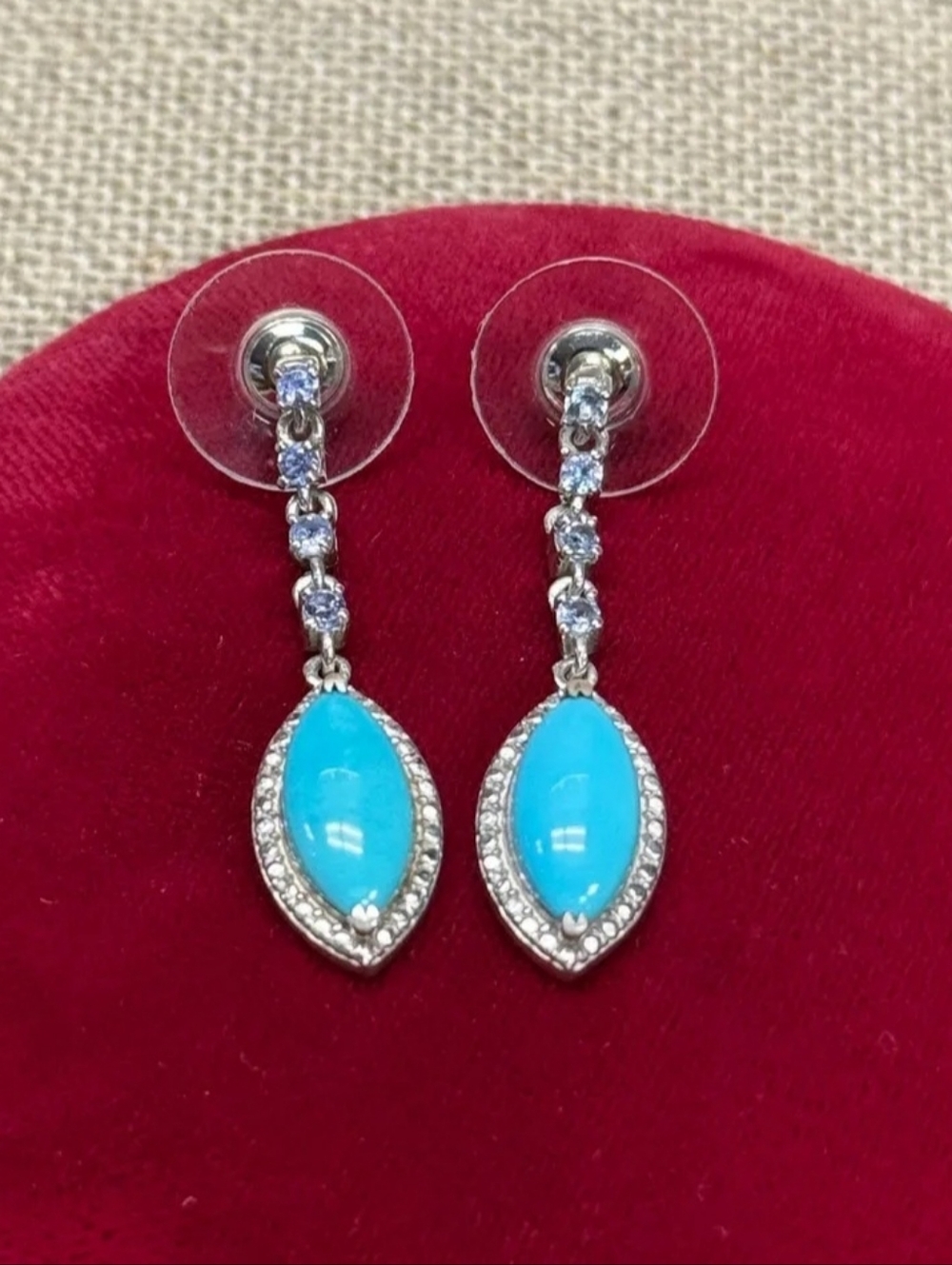 Sterling Silver ArizonaSleeping Beauty Turquoise & Tanzanite Dangle Earrings